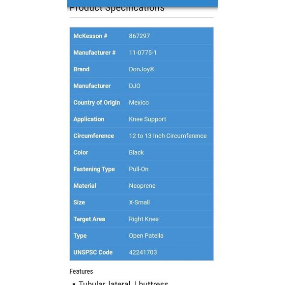 Lat J Hng Knee Support DonJoy X-Small Pull-On 12 to 13 Inch Circumference Right - Picture 3 of 10